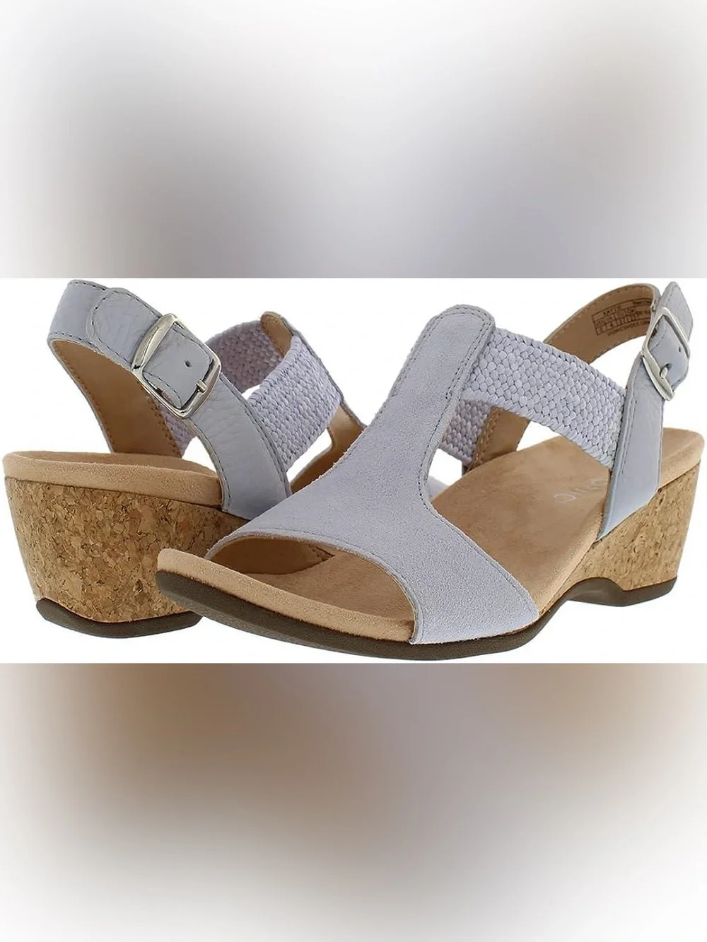 Vionic Katy II Lavender Suede Cork Wedge Comfort Sandals Size 10